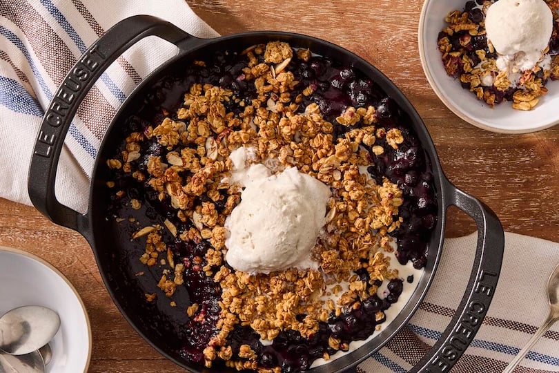 Lemon Cardamom Blueberry Skillet Cobbler